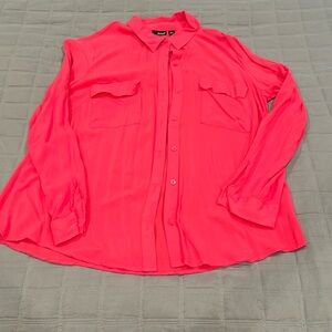 Women’s XL long sleeve button down, lightweight, bright pink
